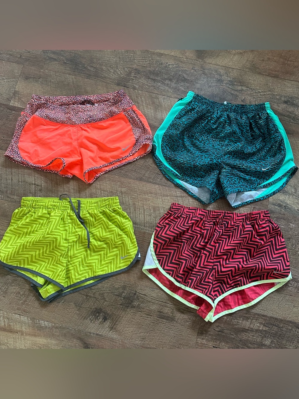 Women’s Neon Athletic Shorts - Bright Coral, Teal, Lime & Pink Mix
